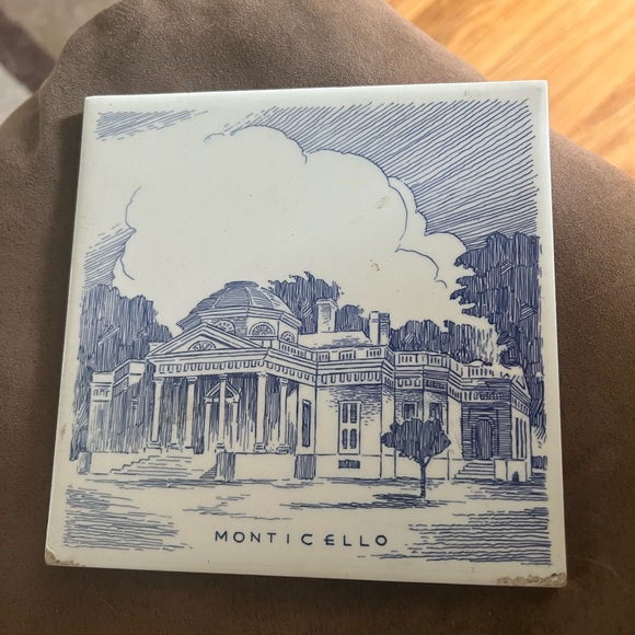 Vintage Wheeling Cushion Monticello Scene Tile Trivet 6"x6" Ceramic - Picture 1 of 3